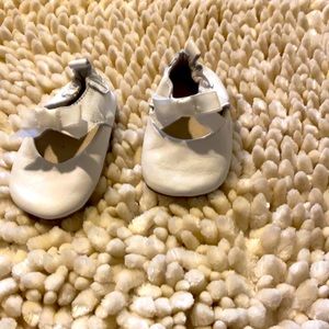 Girls baby shoes, leather upper, and bottom.